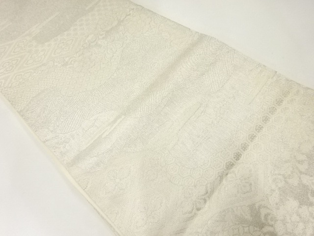 アンティーク　道長取りに花古典柄模様織出し袋帯（材料）